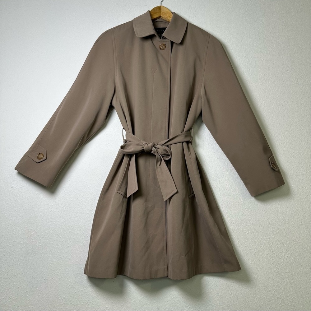 Gallery Women's Tan Belted Trench Coat With Pockets - Picture 2 of 15
